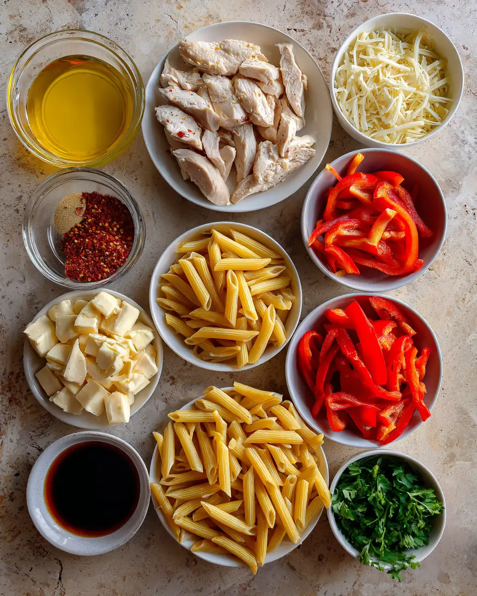 Zesty Delight: Spicy Honey Pepper Chicken Pasta Adventure 4 Ingredients for Zesty Delight: Spicy Honey Pepper Chicken Pasta Adventure