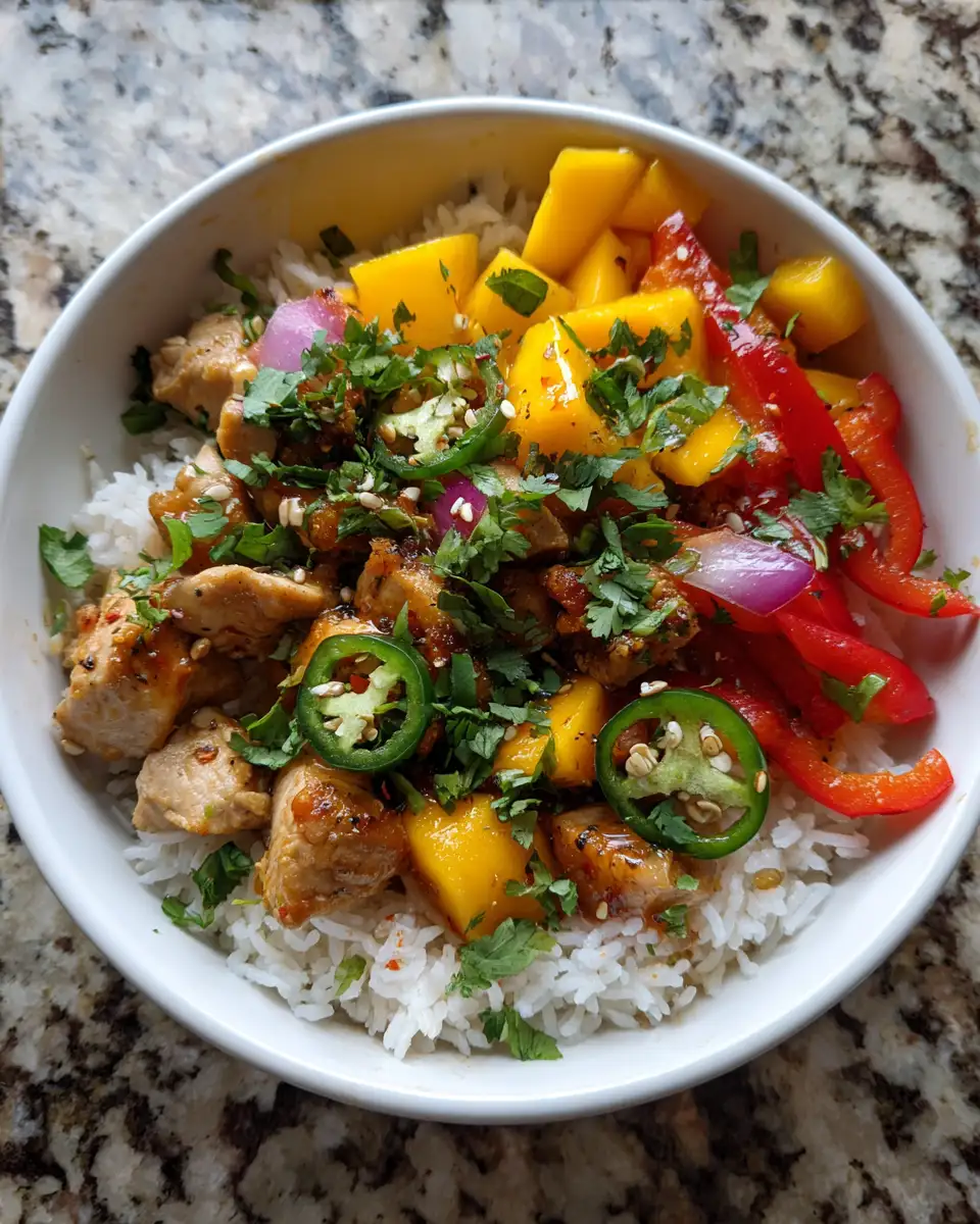 Ingredients for Sizzle and Spice: Discover the Irresistible Spicy Mango Chicken Rice Bowl