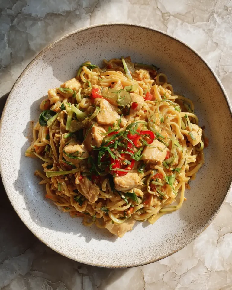 Savor the Heat with Spicy Peanut Chicken Noodles Delight - Featured Image