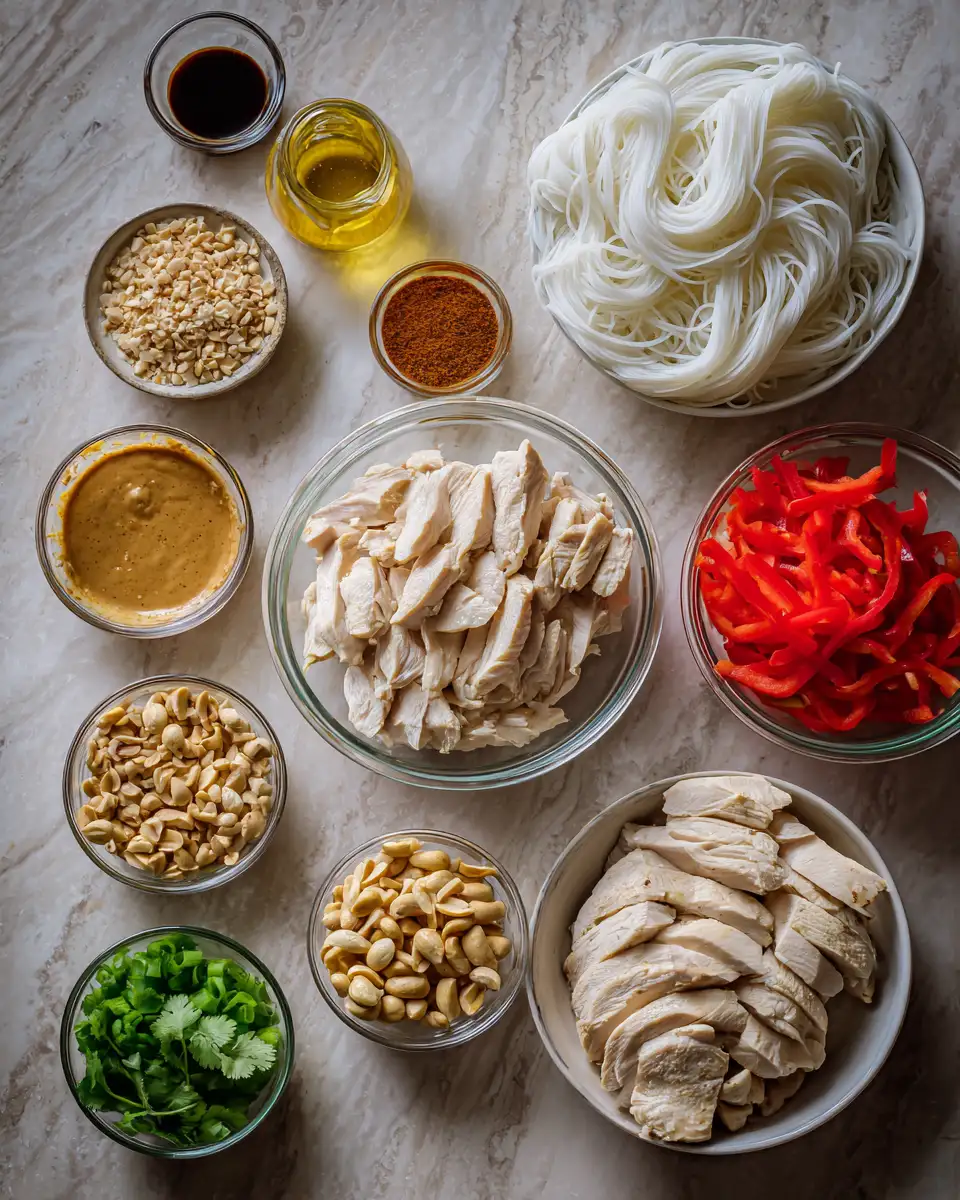Savor the Heat with Spicy Peanut Chicken Noodles Delight 4 Ingredients for Savor the Heat with Spicy Peanut Chicken Noodles Delight