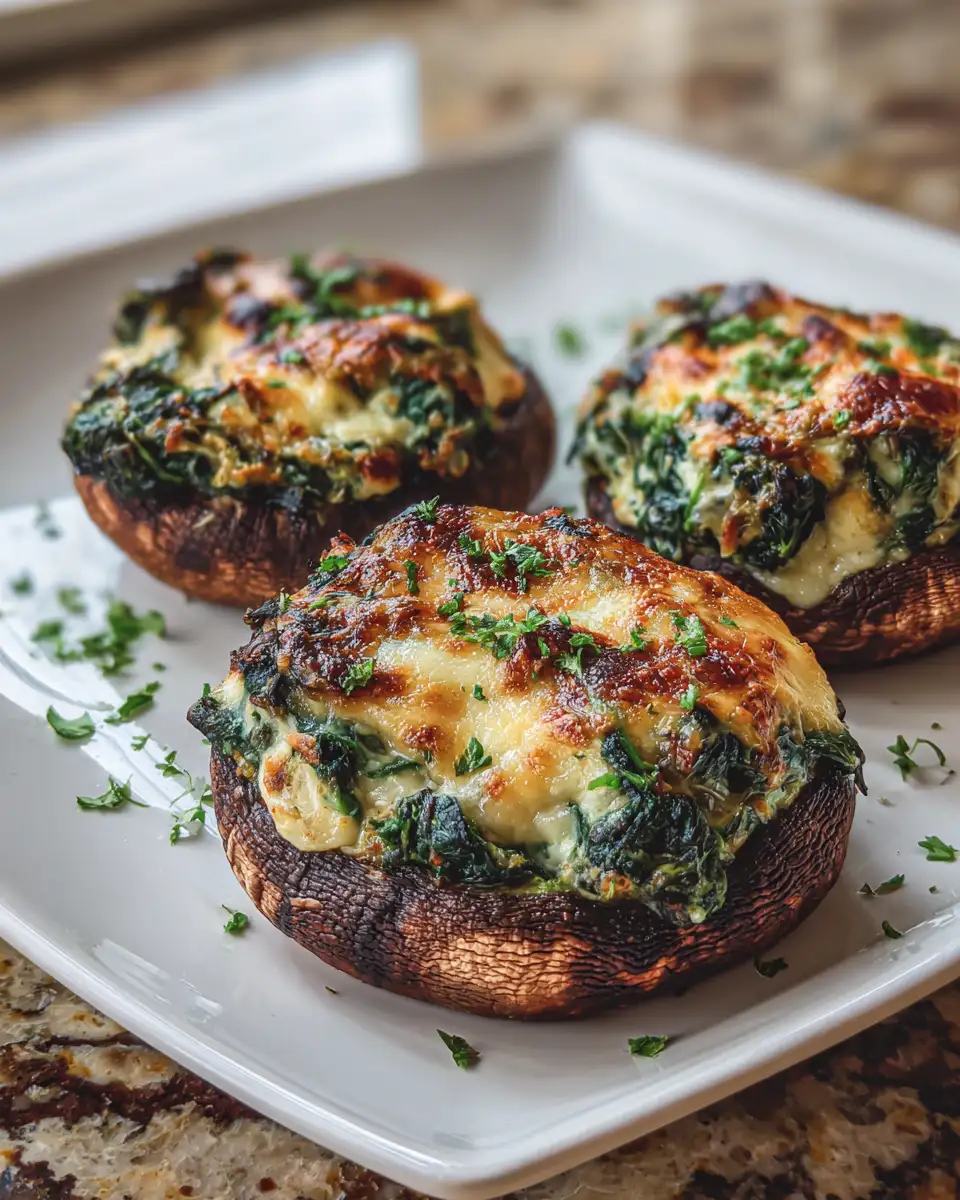 Final dish - Savory Delights: Spinach and Cheese Stuffed Portobello Mushroom Magic