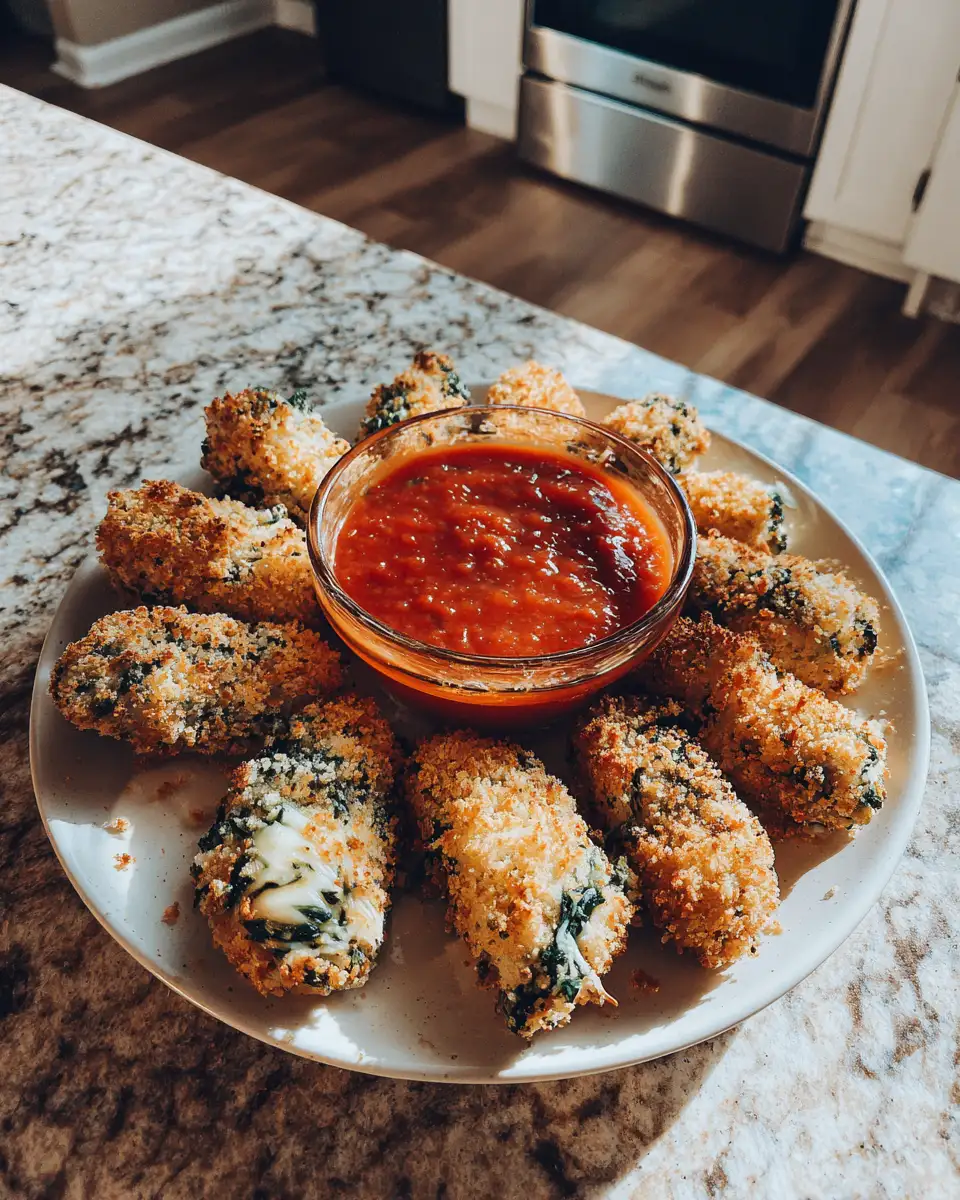 Final dish - Crispy Delight: Spinach Dip Mozzarella Sticks That Will Wow Your Taste Buds