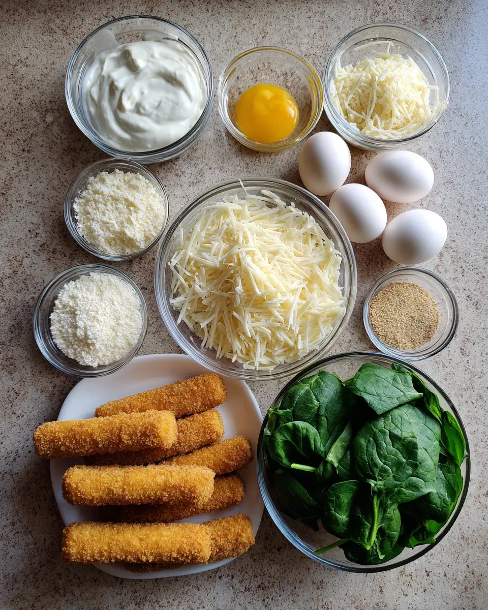 Ingredients for Crispy Delight: Spinach Dip Mozzarella Sticks That Will Wow Your Taste Buds