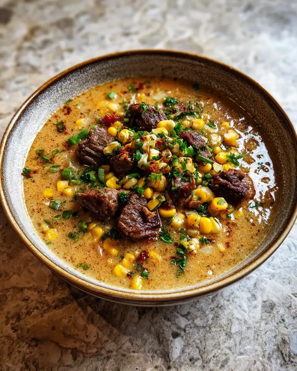 Sizzling Steak Corn Chowder: Crockpot Comfort in a Bowl 6 Final dish - Sizzling Steak Corn Chowder: Crockpot Comfort in a Bowl