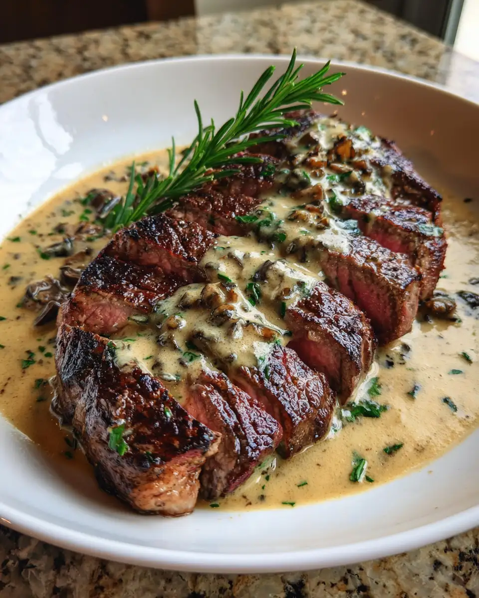 Final dish - Sizzle and Indulge: Steak with Bourbon Garlic Cream Sauce