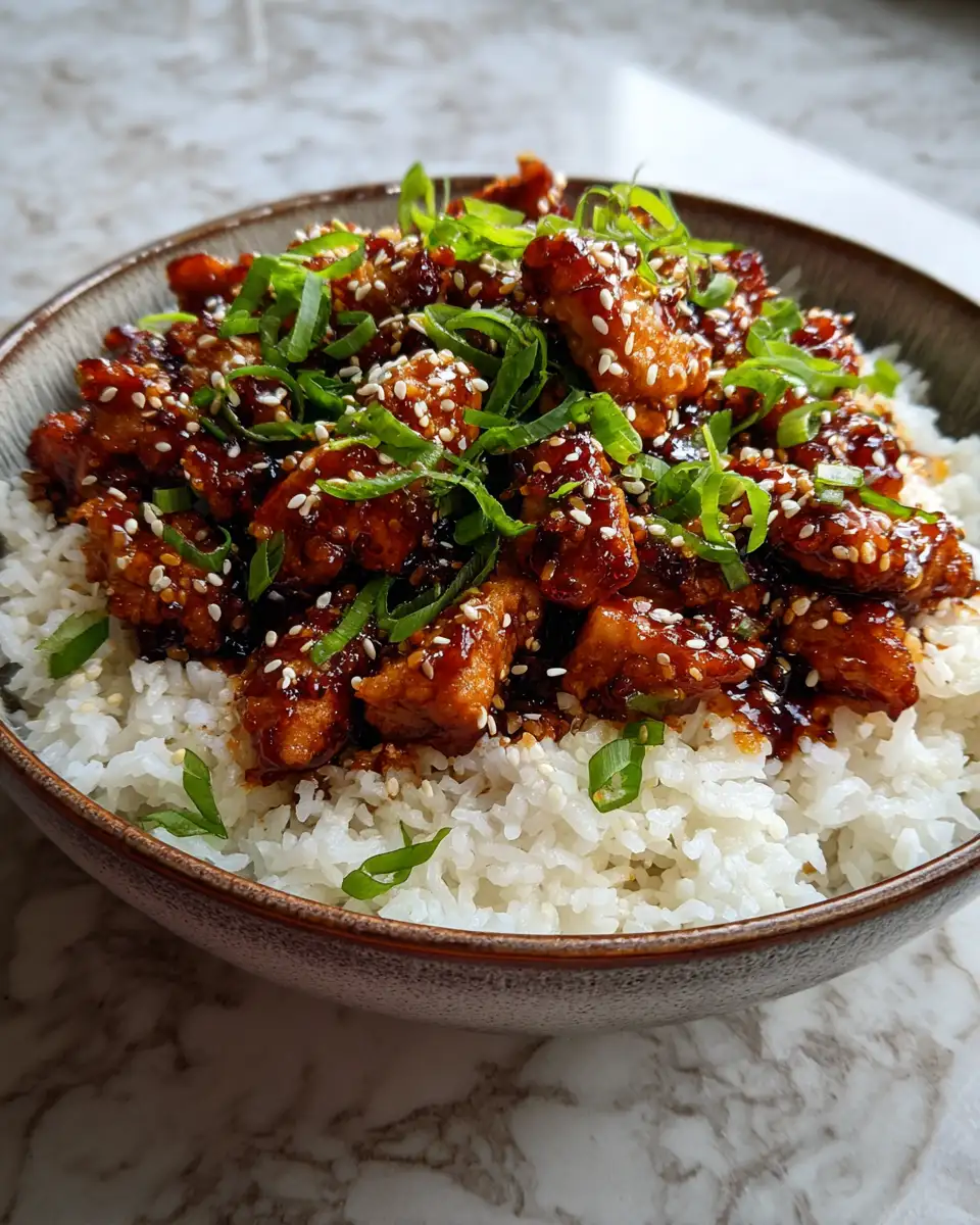 Final dish - Irresistibly Delicious: Sticky Sesame Chicken Rice Bowl Delight