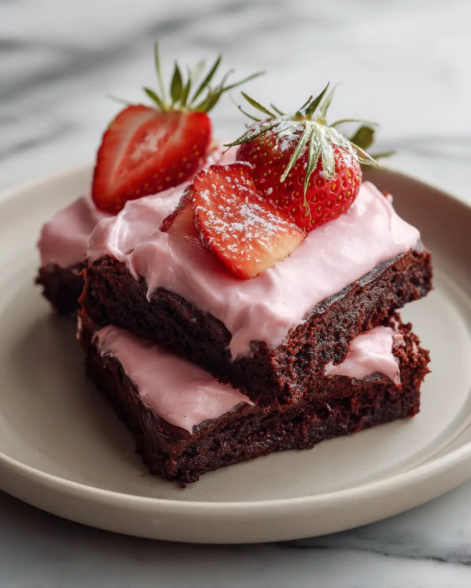 Final dish - Irresistible Strawberry Brownies With Creamy Frosting Delight
