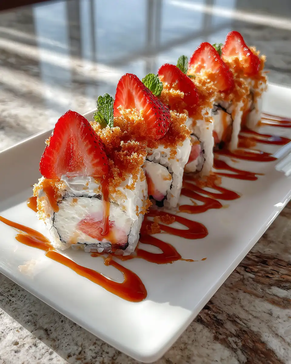 Final dish - Strawberry Shortcake Cheesecake Dessert Sushi Rolls: A Sweet Fusion Adventure