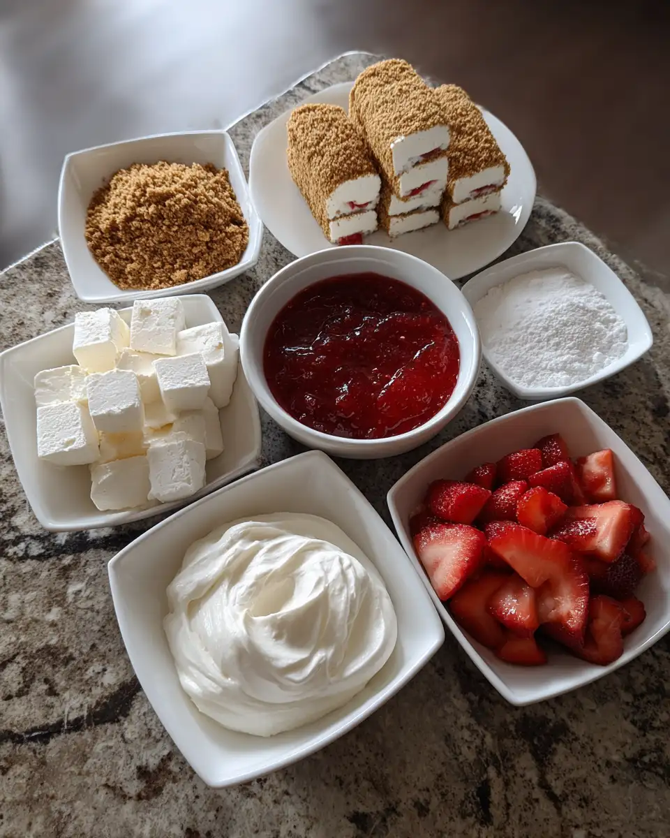 Ingredients for Strawberry Shortcake Cheesecake Dessert Sushi Rolls: A Sweet Fusion Adventure