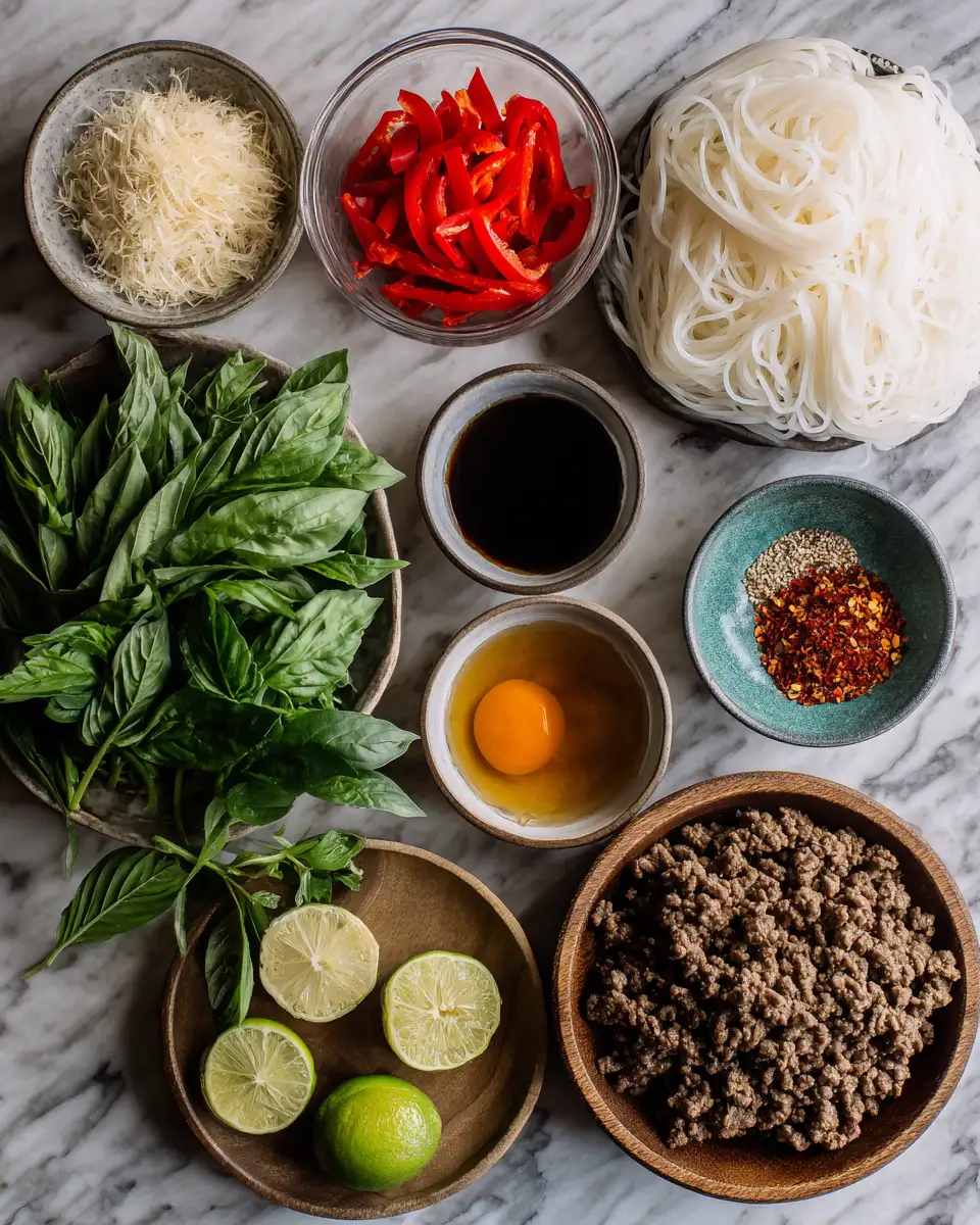 Savor the Flavor: Thai Basil Beef Noodle Bowl Extravaganza 4 Ingredients for Savor the Flavor: Thai Basil Beef Noodle Bowl Extravaganza