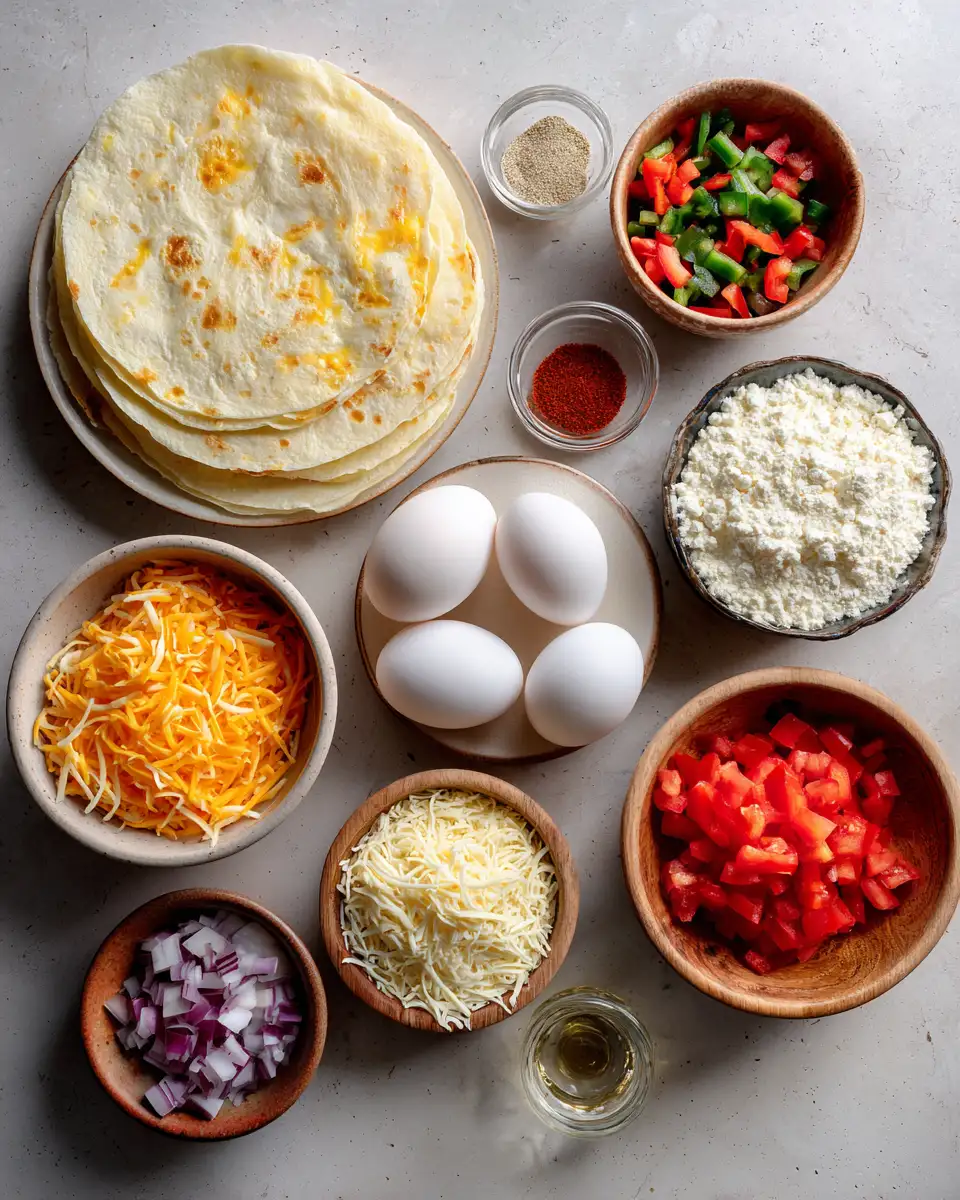 Ingredients for Tortilla Quiche Bake: A Flavorful Twist on a Classic Breakfast