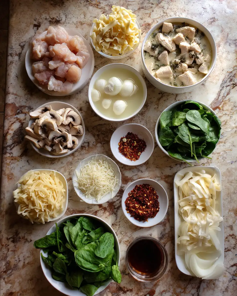 Ingredients for Cozy Up with Creamy White Chicken Lasagna Soup