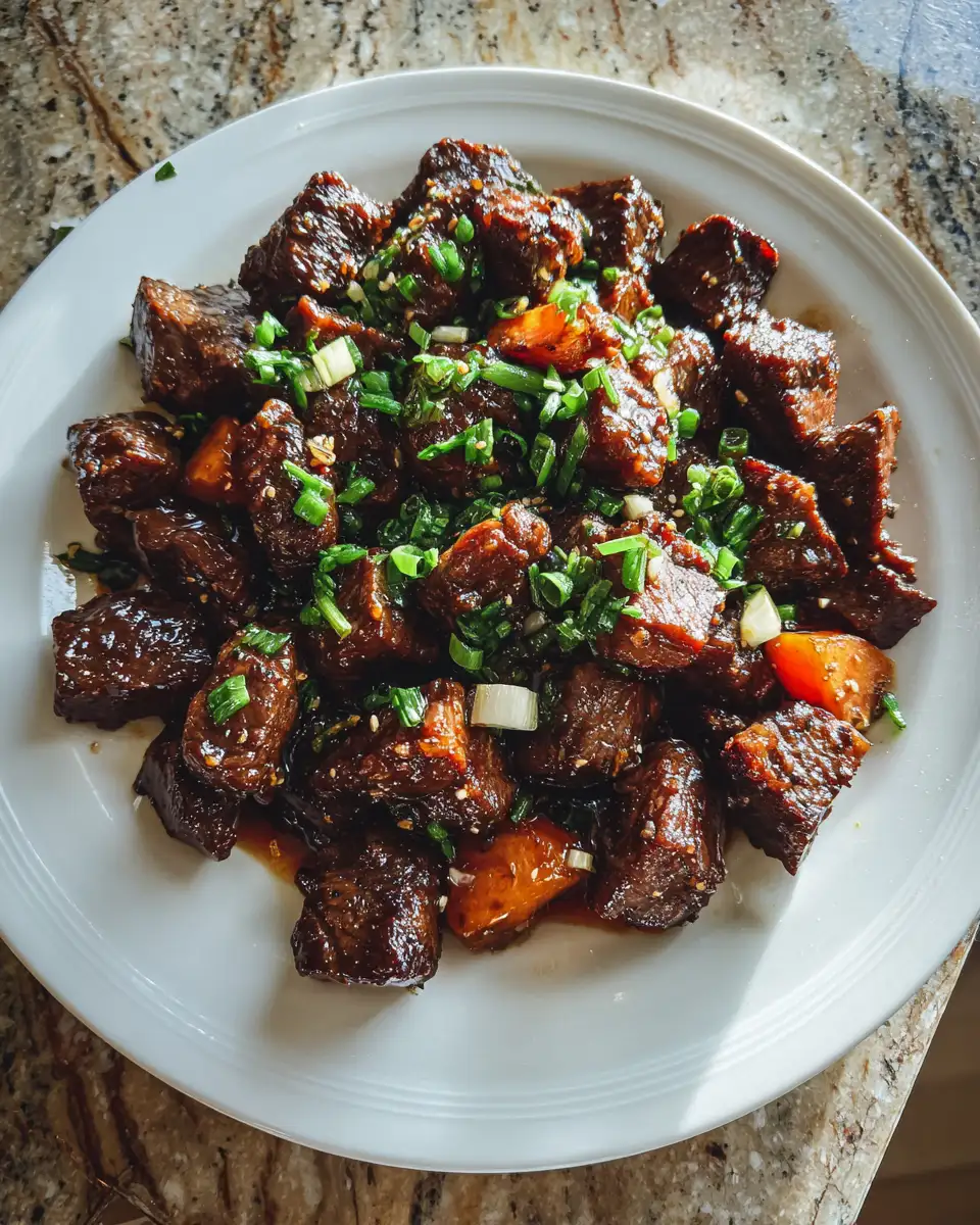 Final dish - Sizzling Black Pepper Garlic Steak Bites That'll Ignite Your Taste Buds