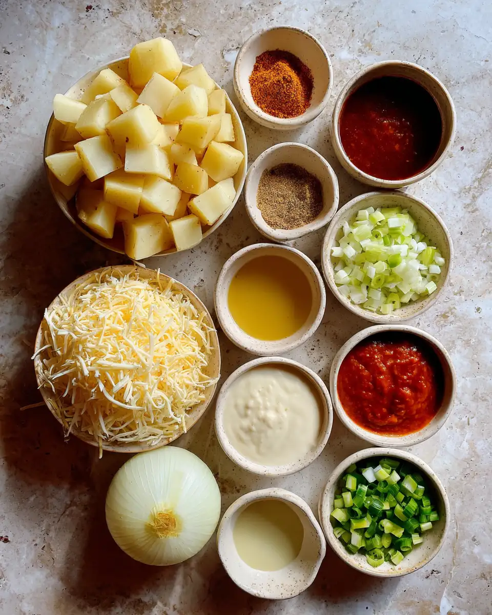 Cheesy Buffalo Ranch Potatoes: The Ultimate Comfort Food Delight 4 Ingredients for Cheesy Buffalo Ranch Potatoes: The Ultimate Comfort Food Delight