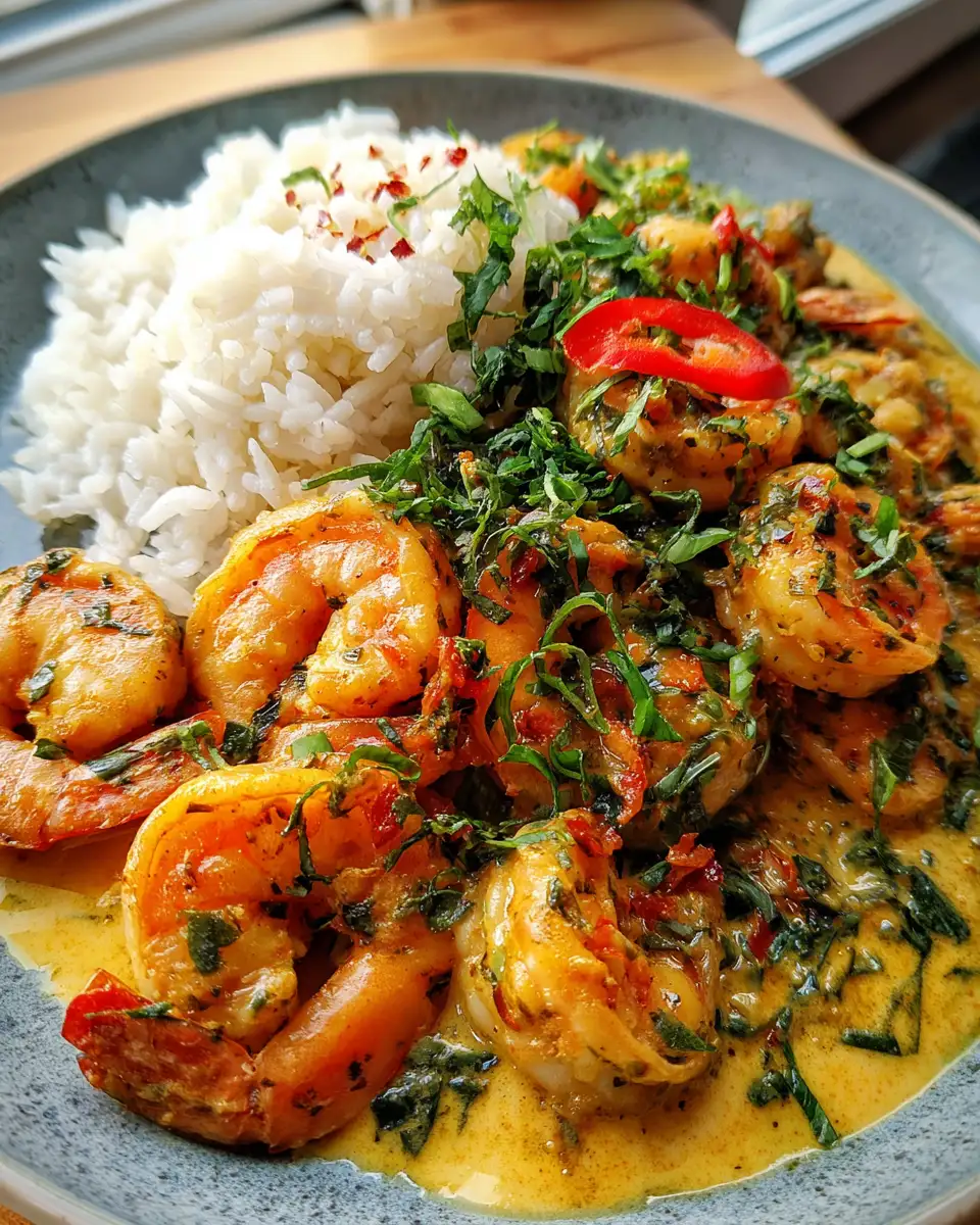 Final dish - Zesty Flavors Unite: Dive into Coconut Lime Shrimp Curry Bliss