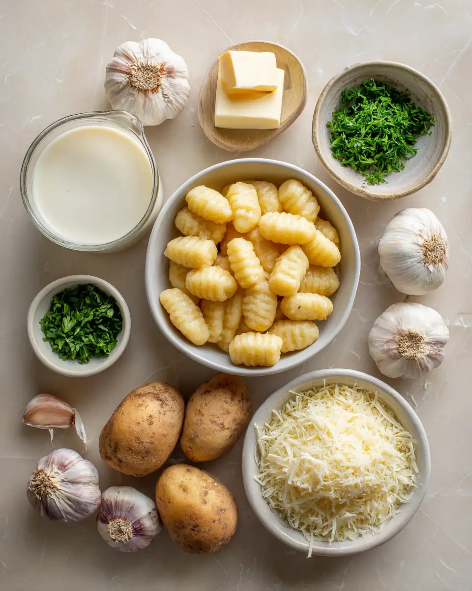 Ingredients for Indulge in Irresistible Comfort with Creamy Garlic Parmesan Gnocchi