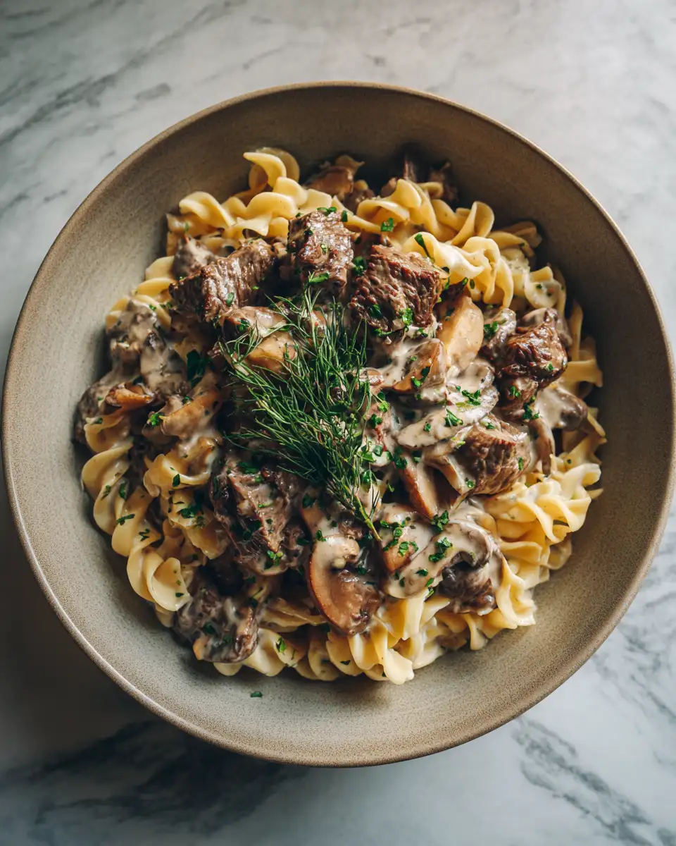 Indulge in Comfort: Creamy Mushroom Beef Stroganoff Bliss 6 Final dish - Indulge in Comfort: Creamy Mushroom Beef Stroganoff Bliss
