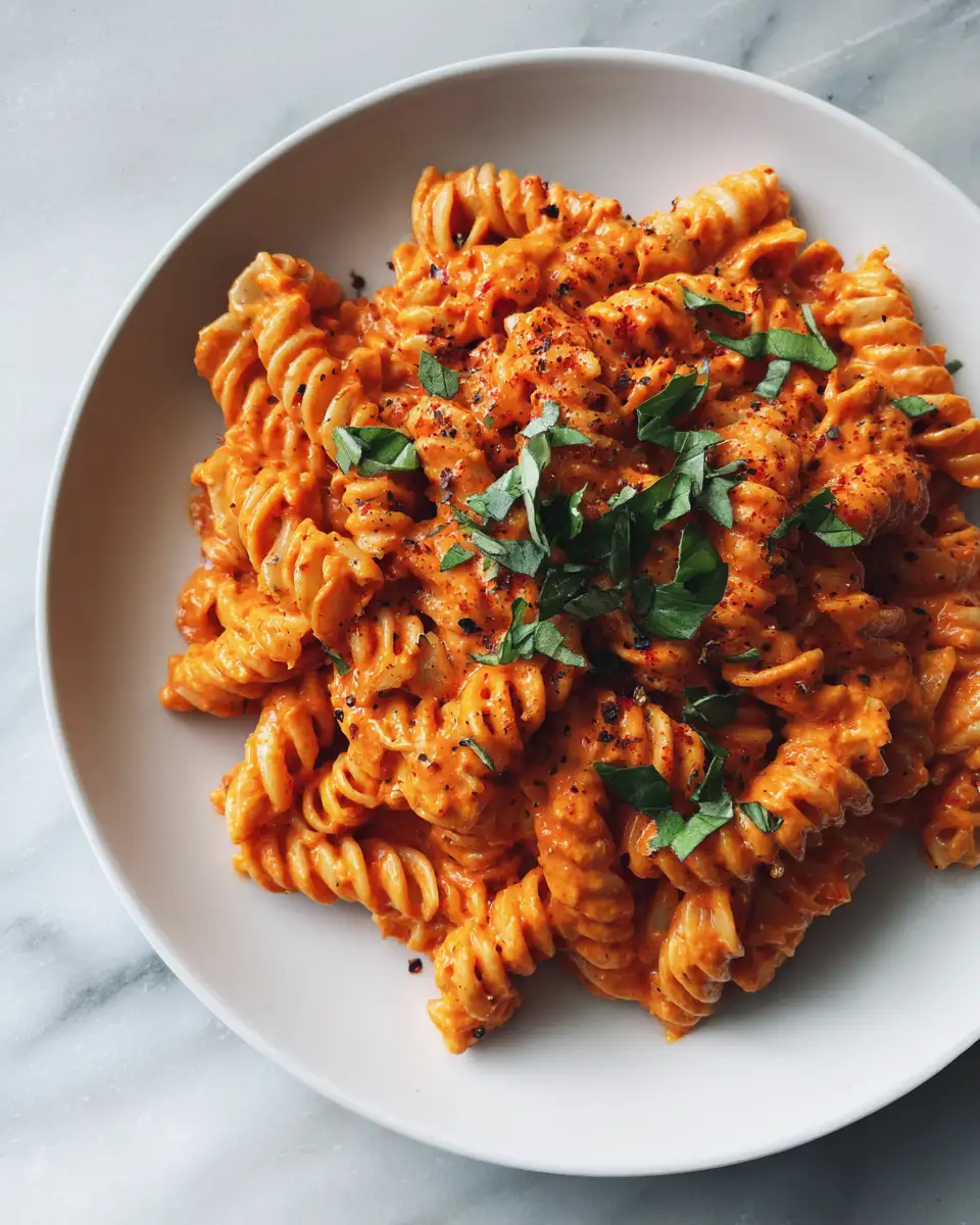 Final dish - Savor the Flavor: Creamy Roasted Red Pepper Pasta Perfection
