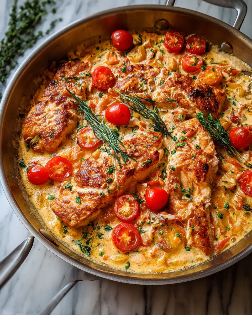 Final dish - Indulge in the Ultimate Creamy Tuscan Salmon Skillet Delight