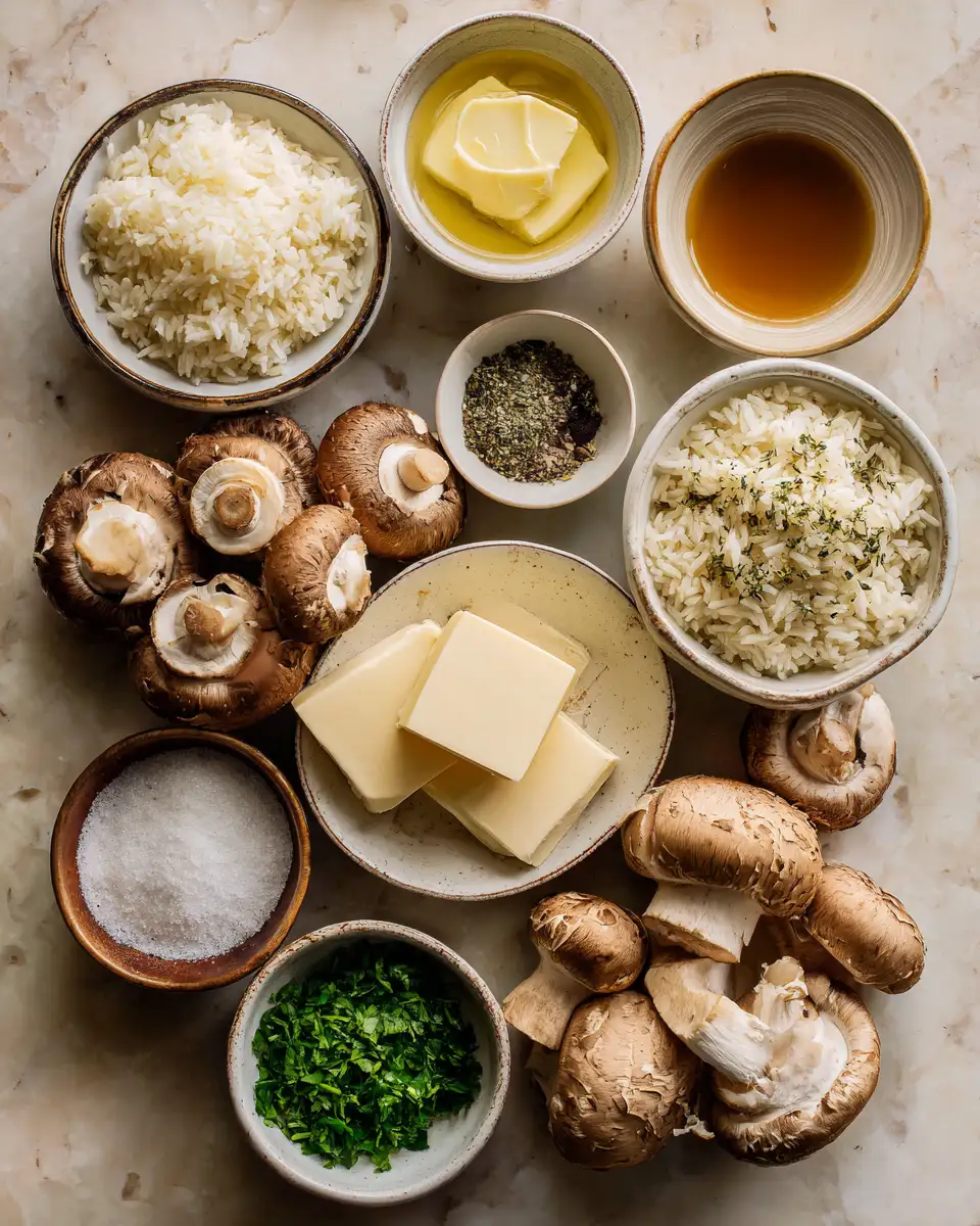 Ingredients for Savor the Flavor: Garlic Butter Mushroom Rice Delight