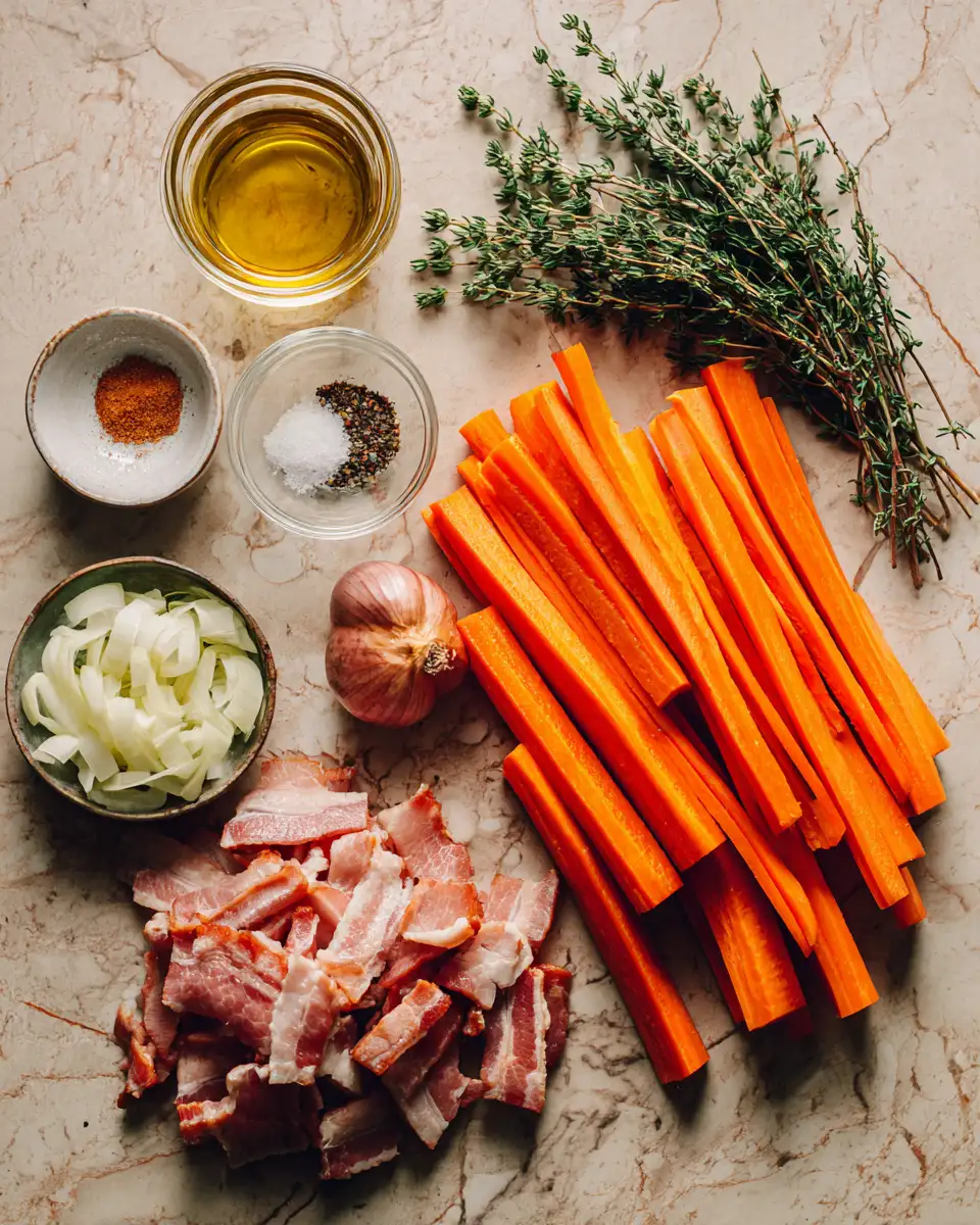 Ingredients for Sweet and Savory Delight: Maple Glazed Bacon Carrots for Your Next Feast