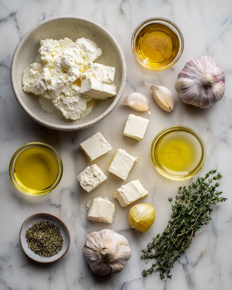 Ingredients for Heavenly Roasted Garlic Feta Dip: Your New Favorite Appetizer
