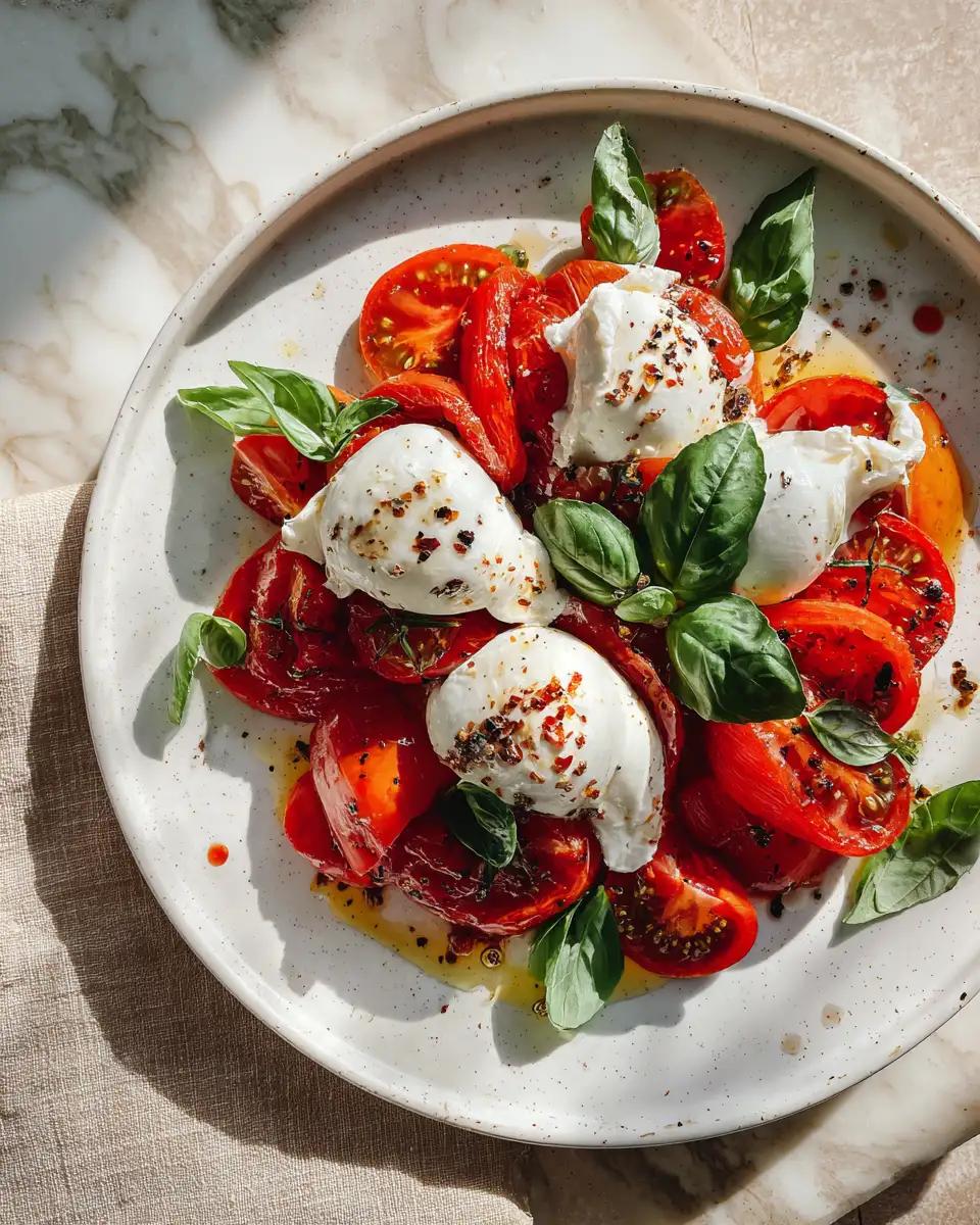 Final dish - Irresistible Roasted Tomato Burrata Salad Bliss