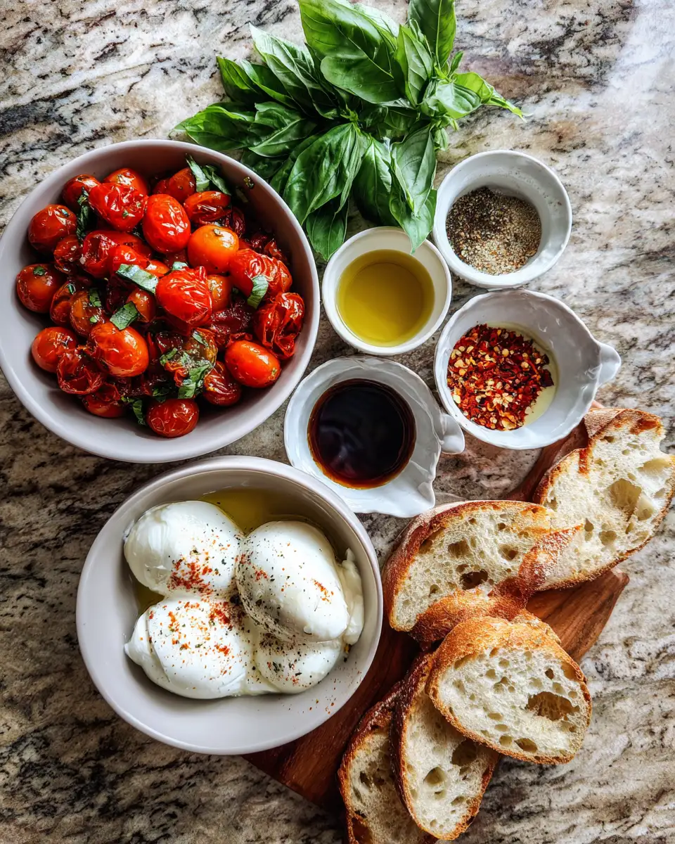 Ingredients for Irresistible Roasted Tomato Burrata Salad Bliss