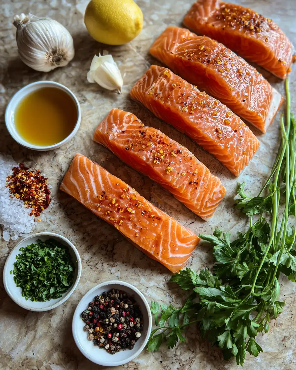 Sizzling Spicy Honey Garlic Salmon Delight 4 Ingredients for Sizzling Spicy Honey Garlic Salmon Delight