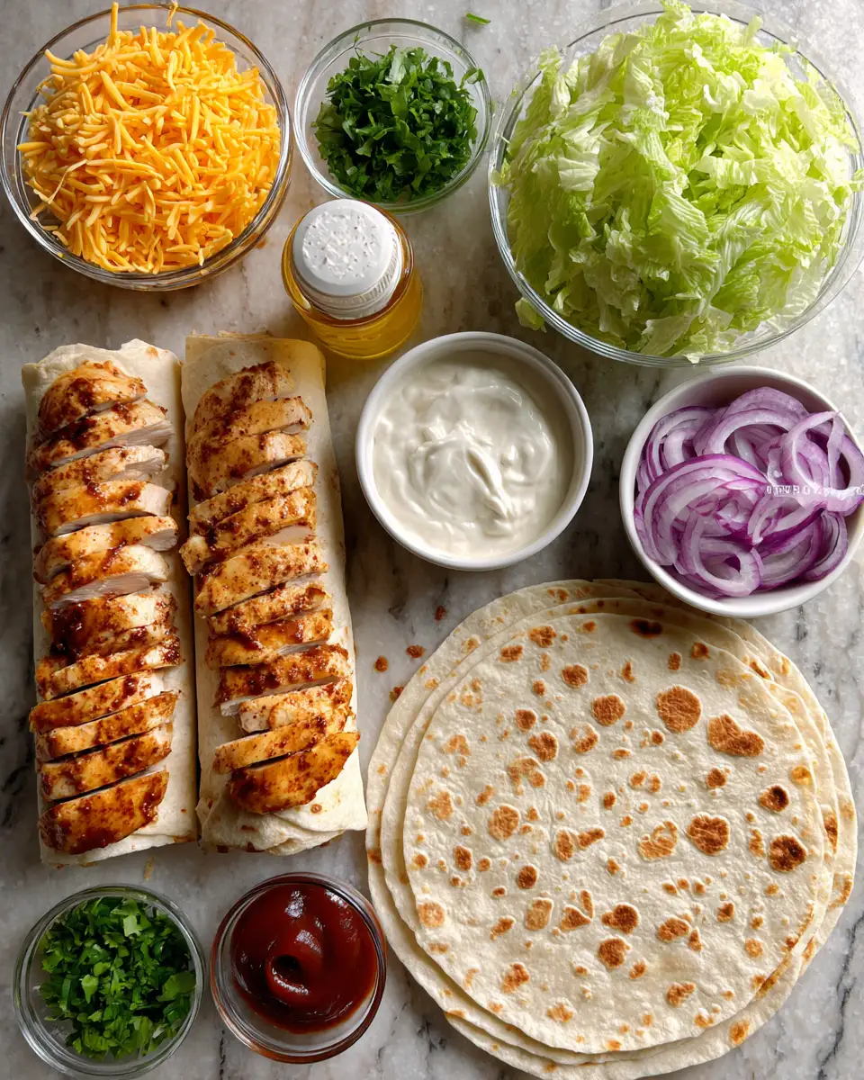Ingredients for Sizzling BBQ Ranch Chicken Wraps: A Flavor Fiesta in Every Bite