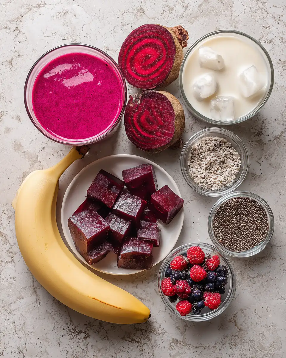 Ingredients for Sip in Style: Beetroot Smoothie Vibrant Magenta Superfood Drink