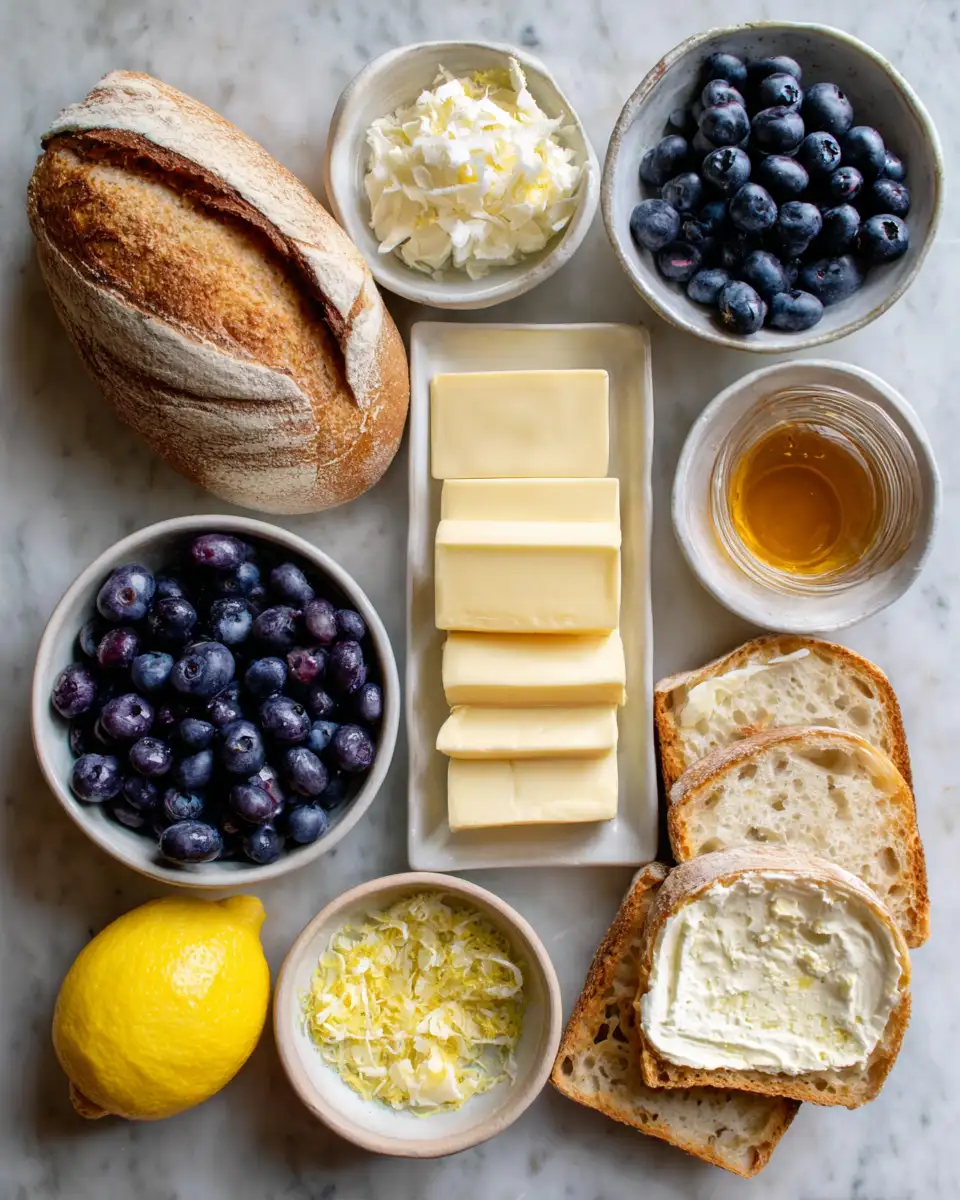 Ingredients for Blueberry Bliss Grilled Cheese: A Sweet and Savory Sensation