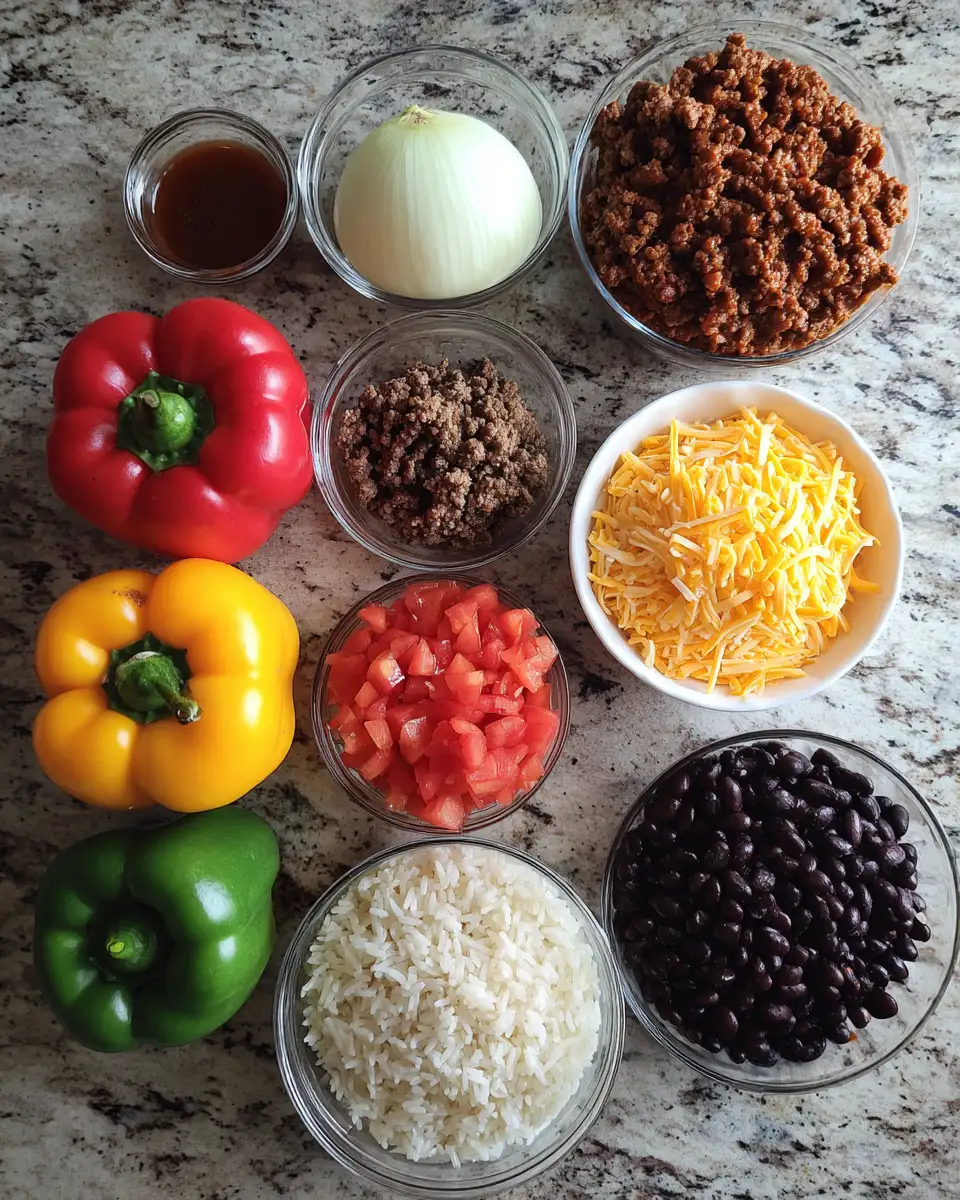 Cheesy Taco Stuffed Peppers: A Flavor Fiesta in Every Bite 4 Ingredients for Cheesy Taco Stuffed Peppers: A Flavor Fiesta in Every Bite