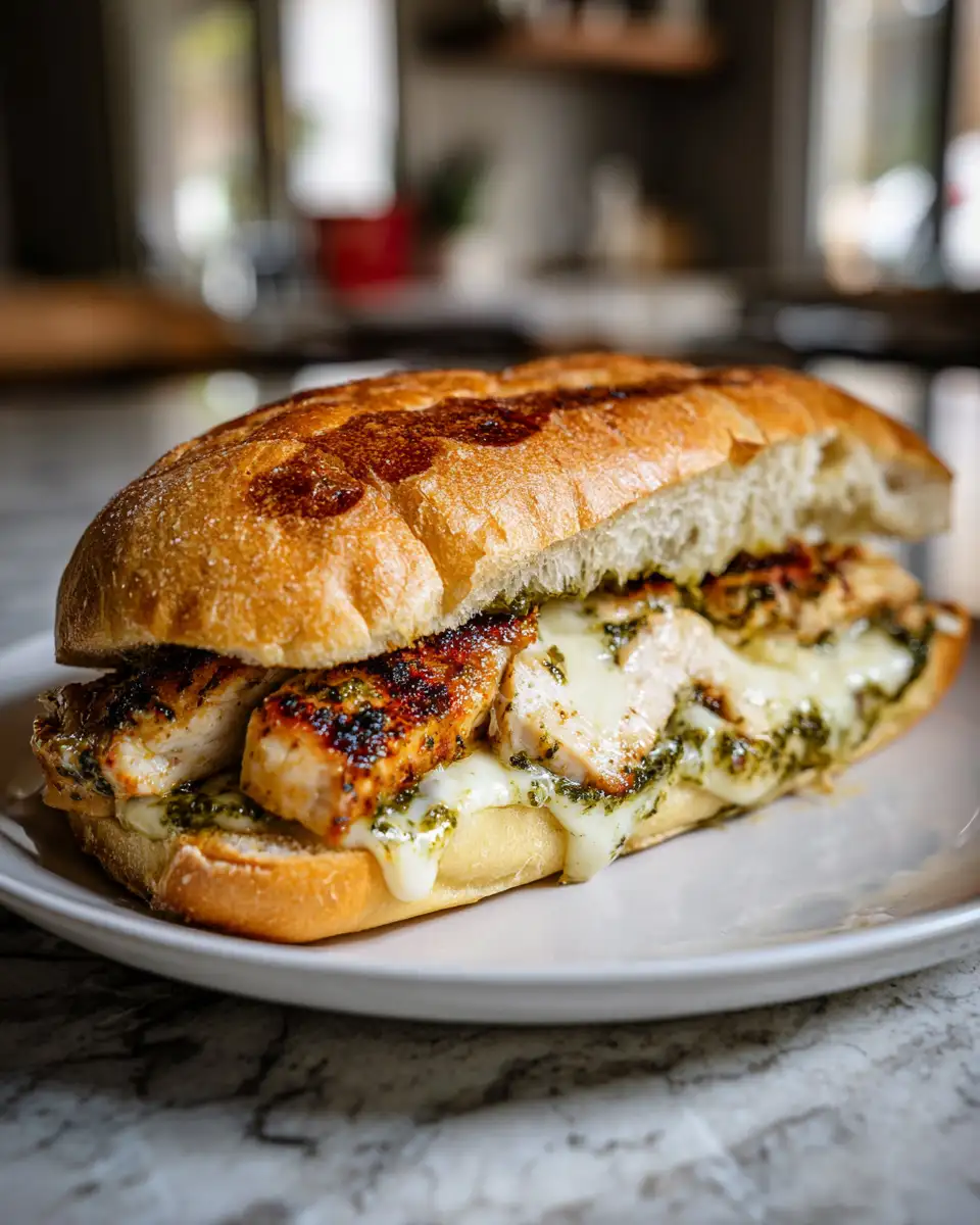 Final dish - Savor the Ultimate Chicken Pesto Sandwich with Melty Mozzarella