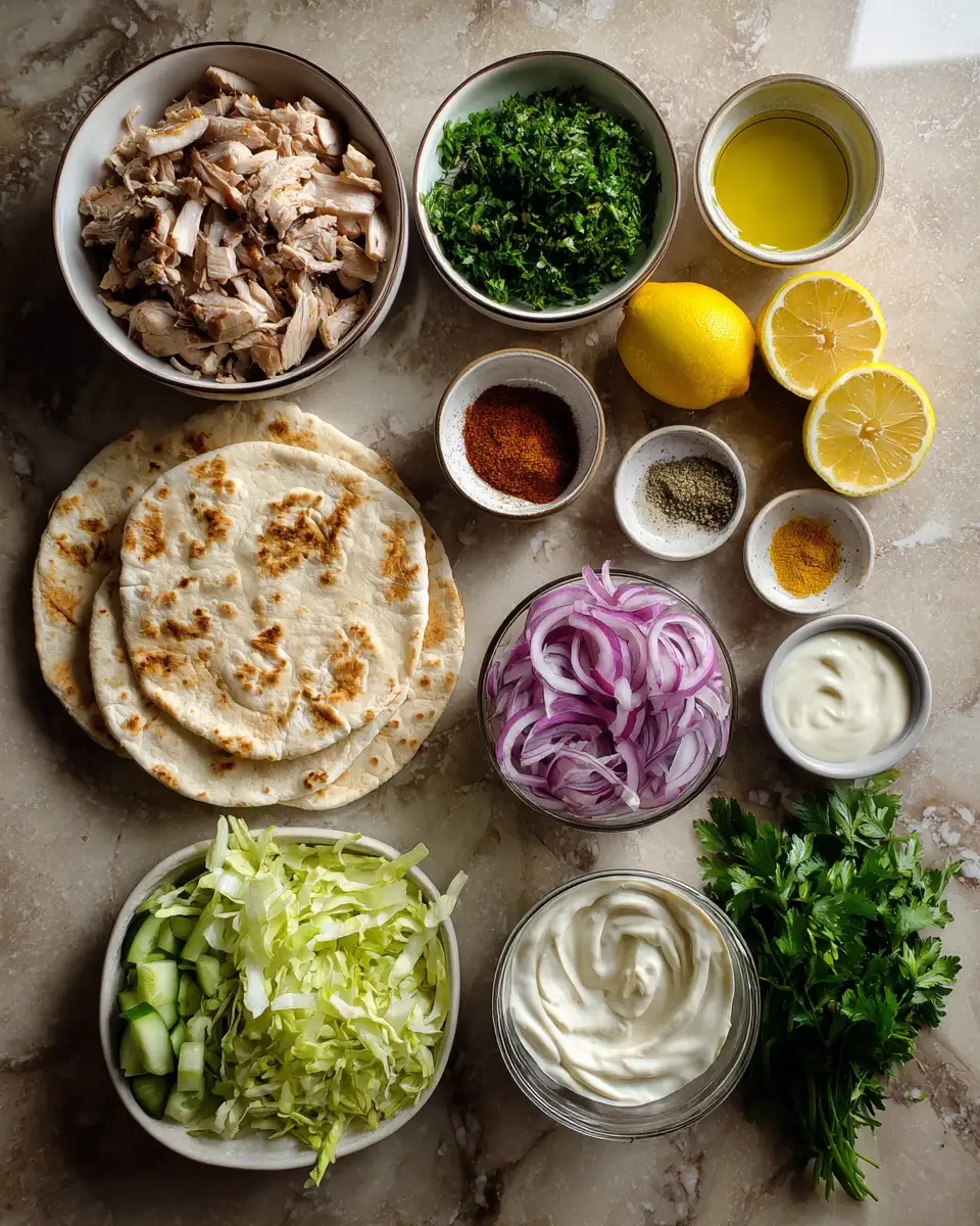 Ingredients for Savor the Flavors: Chicken Shawarma Wrap with Irresistible Garlic Sauce