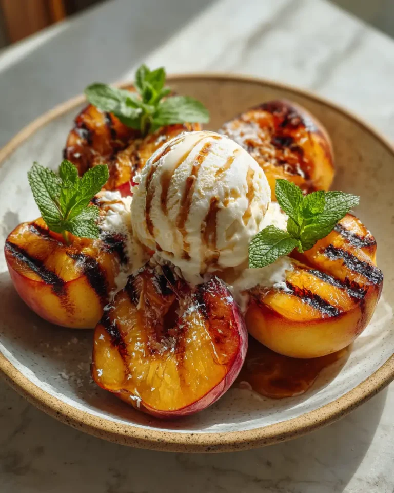 Sizzling Cinnamon Grilled Peaches Meet Creamy Vanilla Ice Cream Delight - Featured Image
