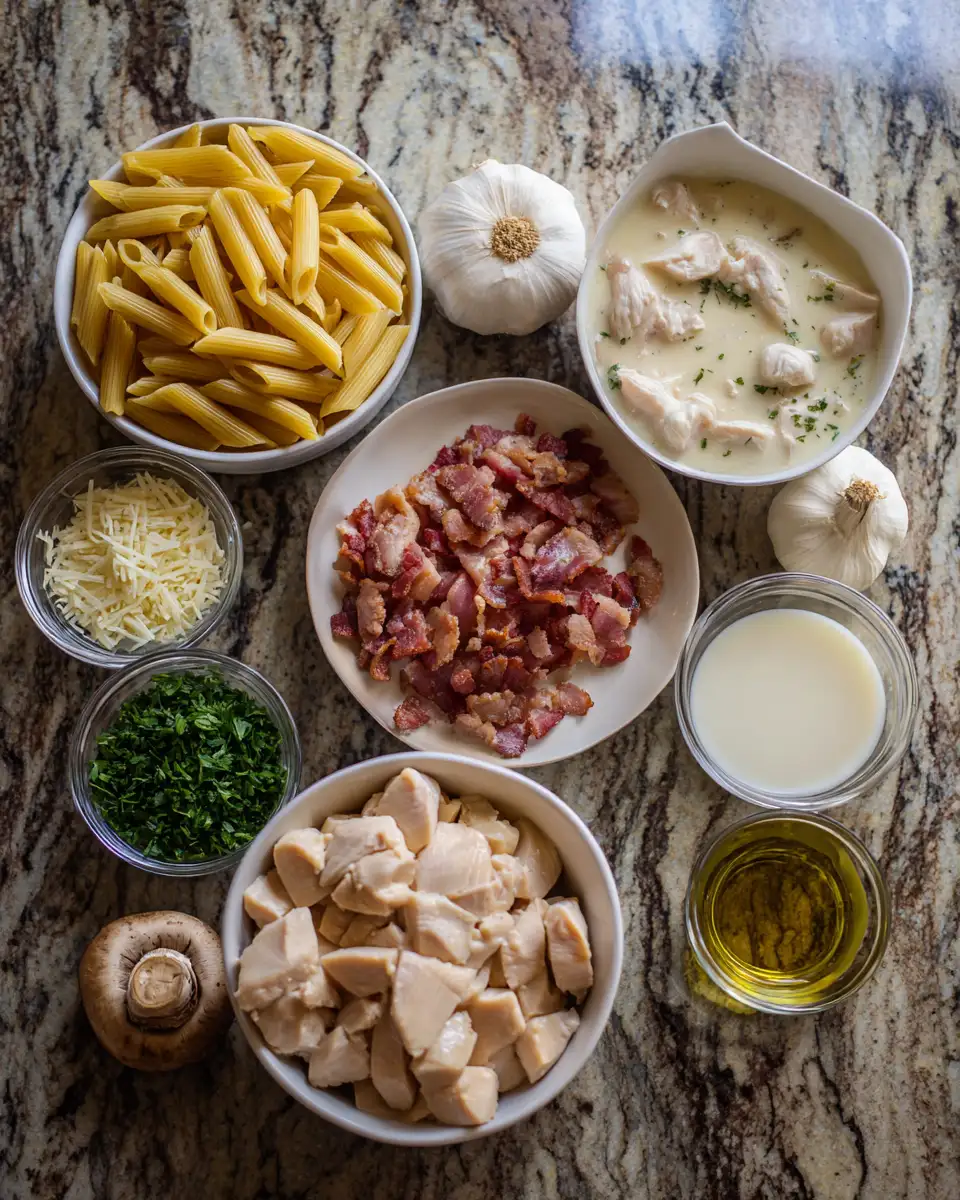 Ingredients for Indulge in Comfort: Creamy Bacon Chicken Pasta Delight
