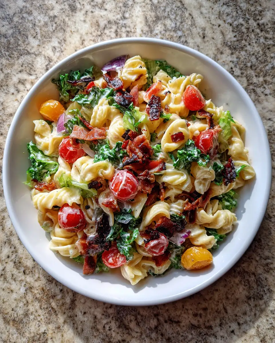 Final dish - Irresistible Creamy BLT Pasta Salad: A Flavorful Twist on a Classic