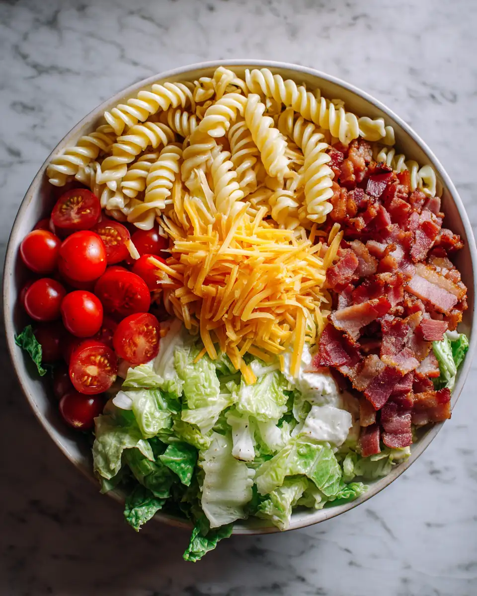 Ingredients for Irresistible Creamy BLT Pasta Salad: A Flavorful Twist on a Classic
