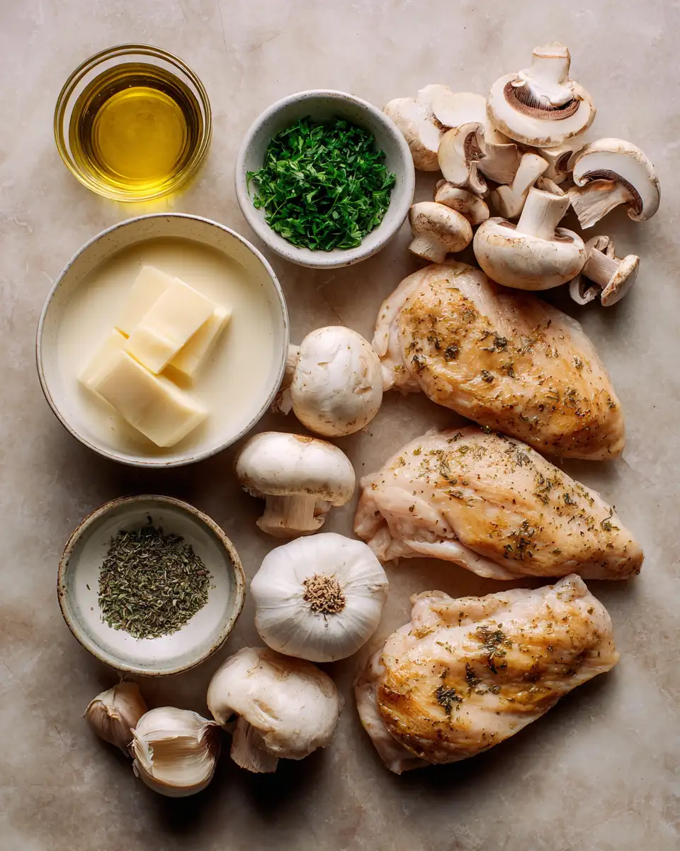 Ingredients for Savor the Flavor: Creamy Garlic Mushroom Chicken Delight
