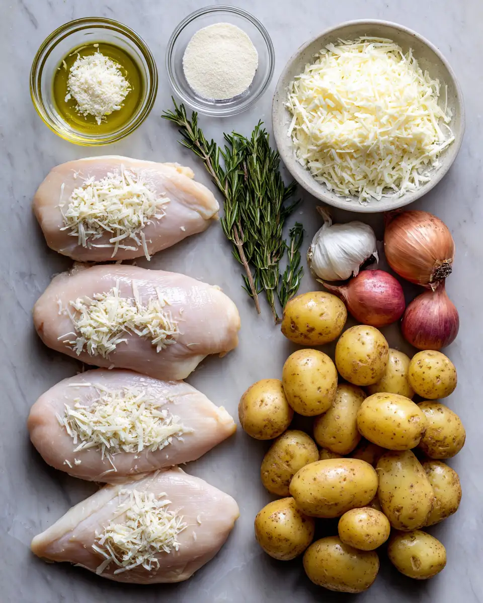 Ingredients for Indulge in Irresistible Creamy Parmesan Chicken and Perfectly Roasted Potatoes