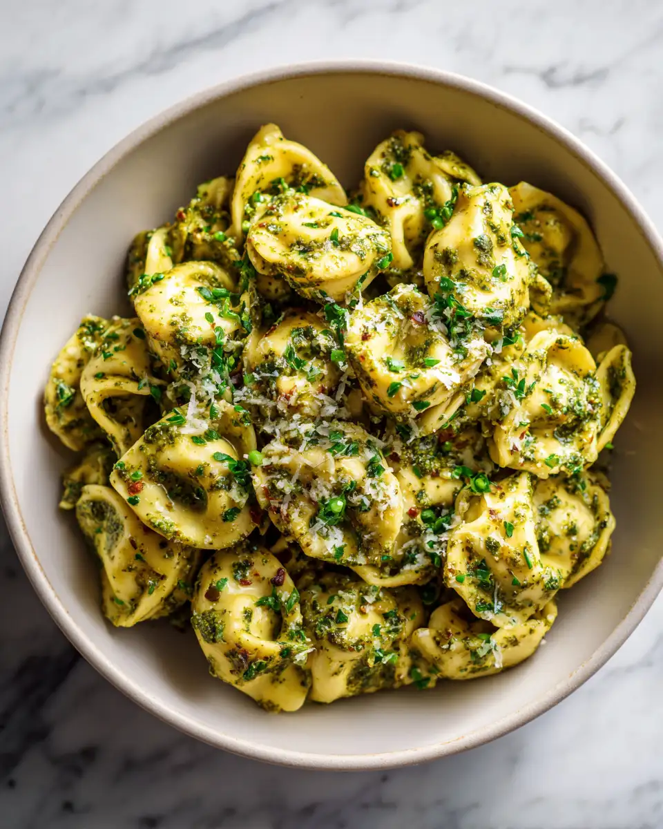 Final dish - Irresistibly Creamy Pesto Tortellini Pasta: Your New Weeknight Favorite