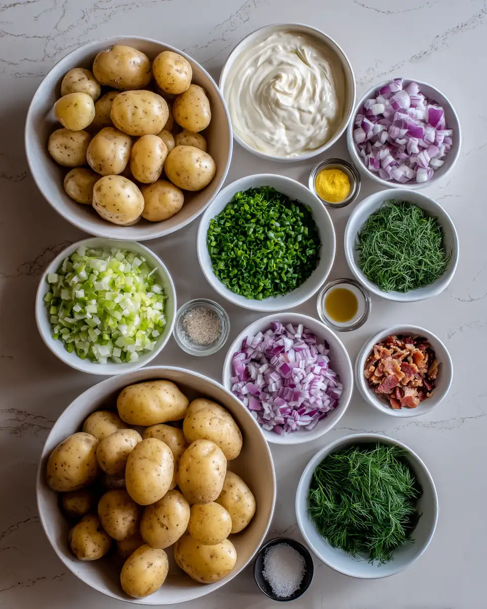 Ingredients for Ultimate Creamy Ranch Potato Salad Bliss