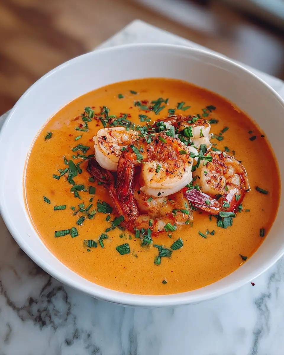 Final dish - Indulge in the Decadence of Creamy Shrimp Bisque