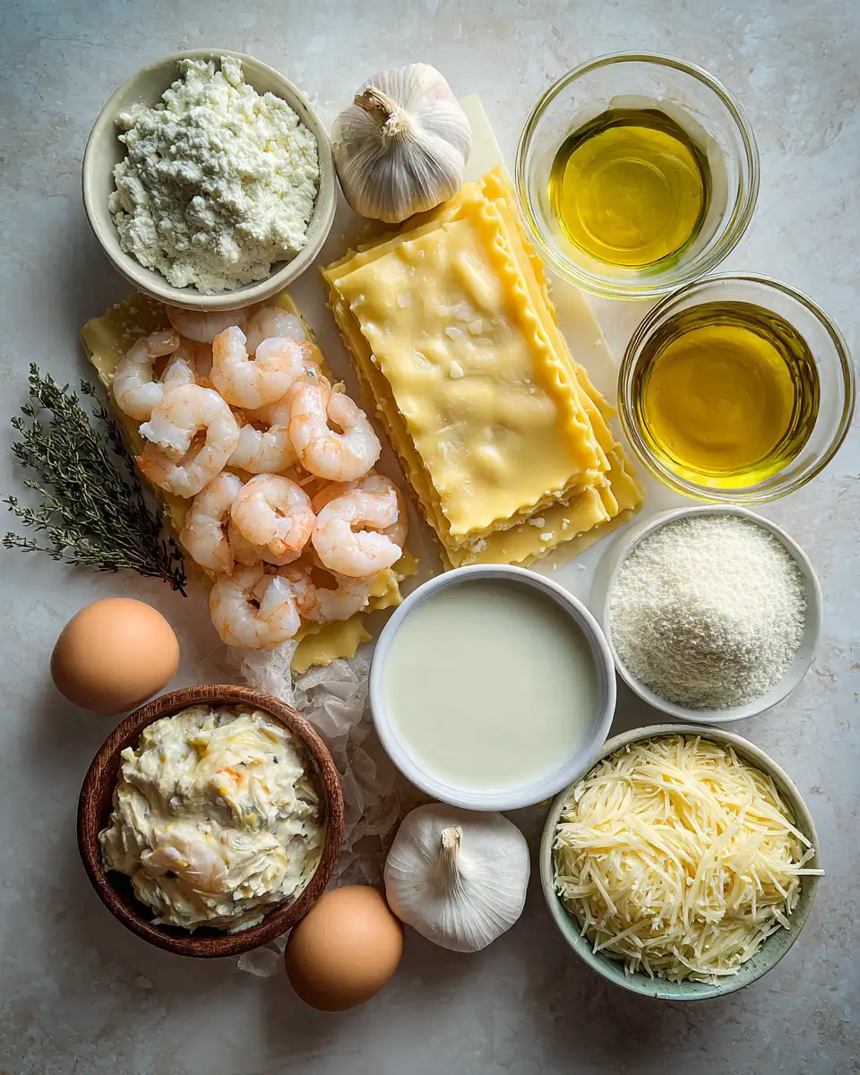 Ingredients for Dive Into Decadence: Creamy Shrimp & Crab Lasagna Delight