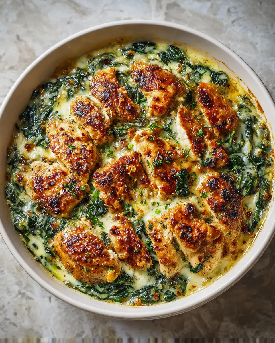 Final dish - Irresistibly Delicious Creamy Spinach Chicken Bake That Will Wow Your Taste Buds