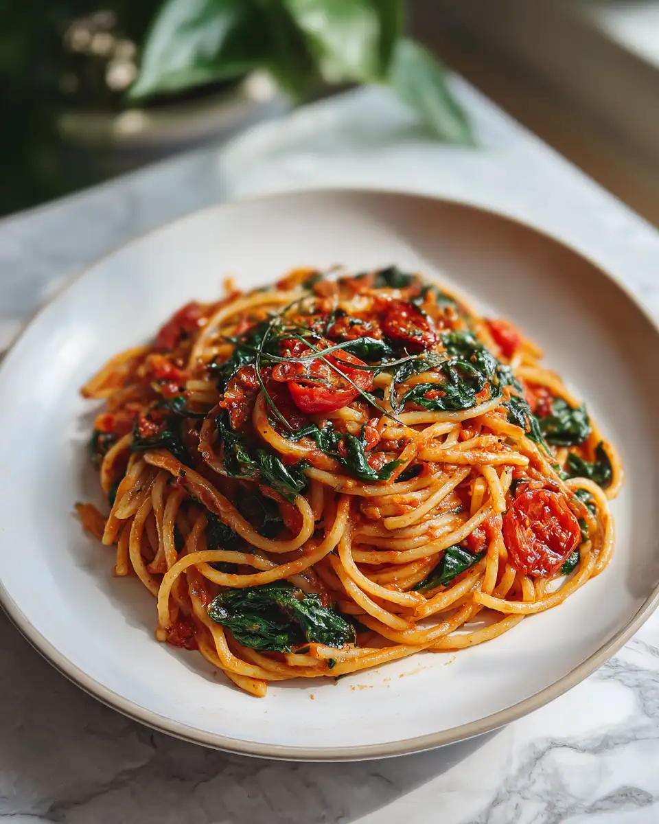 Indulge in Comfort with Creamy Tomato Spinach Pasta 6 Final dish - Indulge in Comfort with Creamy Tomato Spinach Pasta