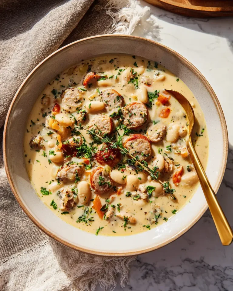 Warm Up Your Day with a Hearty Creamy White Bean Soup with Sausage - Featured Image