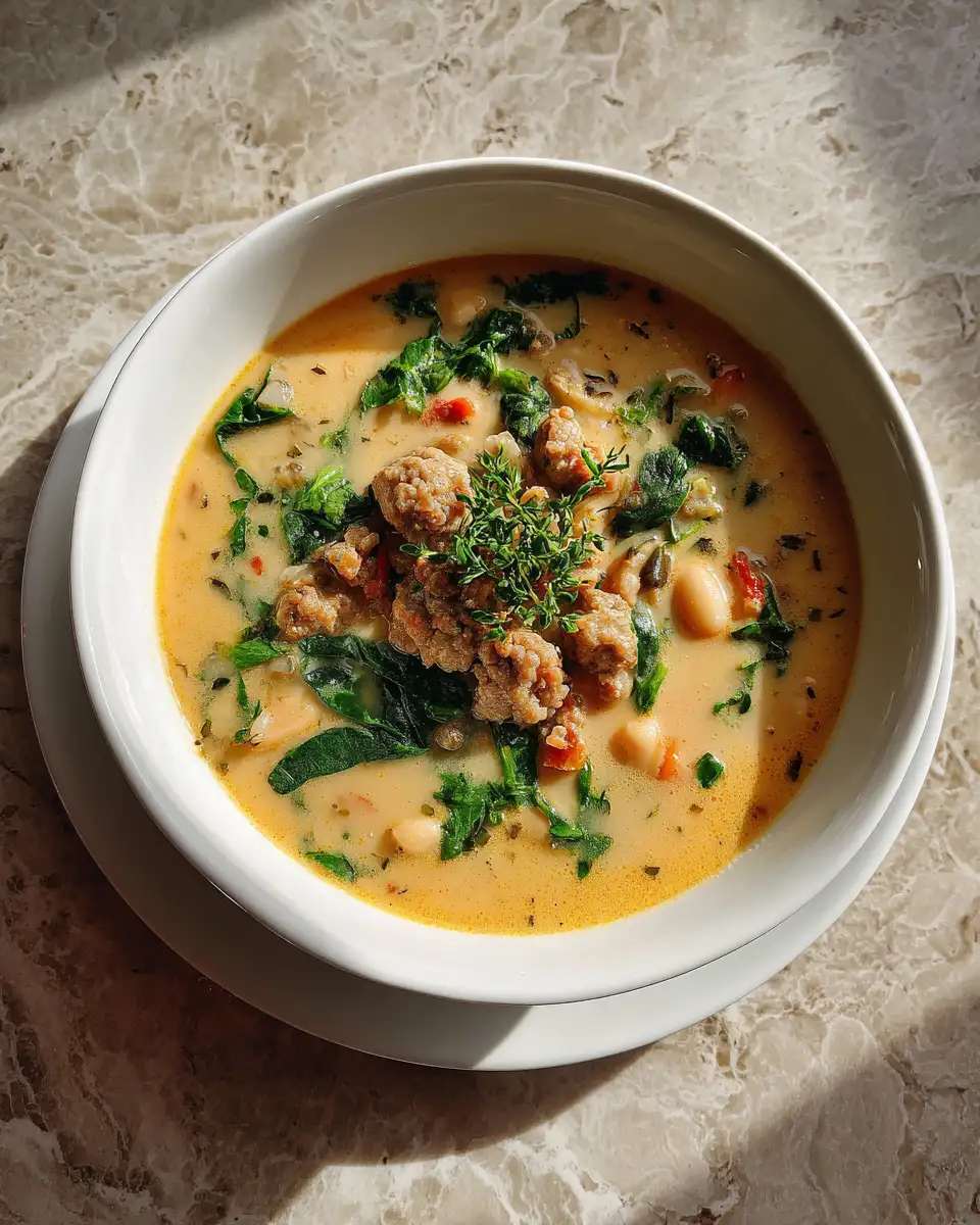 Final dish - Warm Up Your Day with a Hearty Creamy White Bean Soup with Sausage