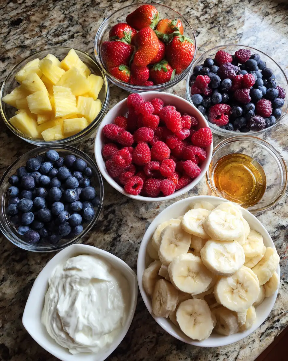 Ingredients for Indulge in the Ultimate Creamy Yogurt Fruit Salad Delight